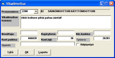 Vuolukka Petri Opinnäytetyö 41 Yllämainittujen tietueiden lisäksi voi olla tapauskohtaisesti myös muita tarpeellisia tietoja, joita on syötettävä eritasoisia ilmoituksia tehtäessä.