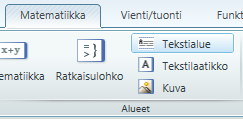 Vaihe vaiheelta 4 Harjoitus 1 Tässä harjoituksessa tutustutaan Mathcadin tekstialueeseen ja sen muotoiluun. 1. Pidä sininen risti laskentapohjan yläreunassa ja lisää Matematiikkavälilehdeltä tekstialue tai paina Ctrl+Shift+T.