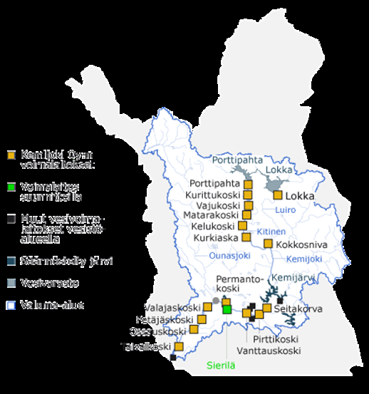 Kuva 31. Kemijoen vesistöalueen voimalaitokset (Kemijoki Oy) Taulukko 10. Tekojärven tilan sukkessio (Vogt 1976 teoksessa Hellsten et al.