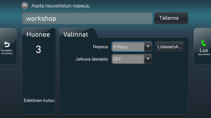 4 Neuvottelut Aloittaaksesi neuvottelun voit avata seuraavat näytöt neuvottelun parametrien asettamiseksi.