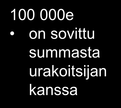 Sopimus rakentamisesta 100 000e on sovittu summasta urakoitsijan kanssa Jokainen kohde on