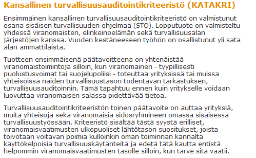 Kansallinen turvallisuusauditointikriteeristö (KATAKRI) Mikä on