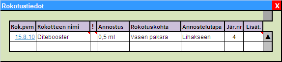 sempi rokotushistoria, jota ei ole kirjattu potilastietojärjestelmään rakenteisesti. Tällaista tietoa on esim.