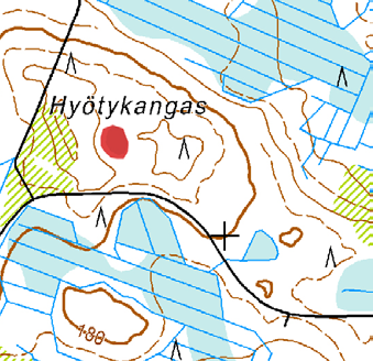 1. Isovarpuräme (IR) [NT] Pieni isovarpuräme (IR), jossa puusto koostuu yksinomaan männyistä. Suurin osa rungoista on ohuita. Suopursu hallitsee aluskasvillisuutta, mutta myös juolukka on runsas.