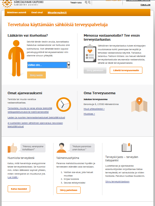 Toimintaympäristö ja palvelukuvaus pähkinänkuoressa Hämeenlinnan terveyspalvelut, väestö noin 68000 minunterveyteni.