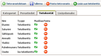 InfoWeb 69(149) Omat tietovarastot Omat tietovarastot antavat mahdollisuuden monenlaisien toimintojen muodostamiseen omin avuin.