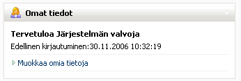 InfoWeb 8(149) Omat asetukset Omia asetuksia voidaan muokata klikkaamalla työpöydällä Muokkaa omia tietoja -painiketta.