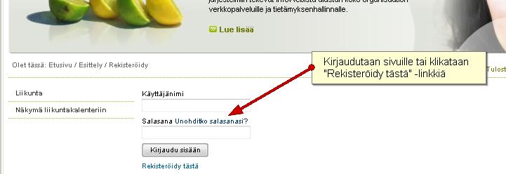 InfoWeb 84(149) Rekisteröidy tästä linkistä avautuu käyttäjälle rekisteröitymiseen vaadittavat tiedot.