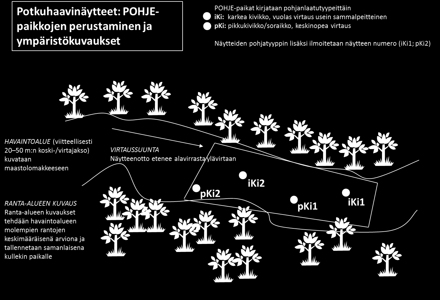 9 Kuva 2. POHJE-rekisterin mukaisia paikkoja perustetaan 2, yksi kutakin pohjanlaatutyyppiä (iki, pki) kohden.