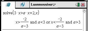 65. Ratkaistaan epäyhtälöt x 2 >3 x +8 3x 4 x 2 Edellisen epäyhtälön ratkaisu on siis x > 3 tai x >6 Jälkimmäisen epäyhtälön ratkaisu on x < tai x< tai x