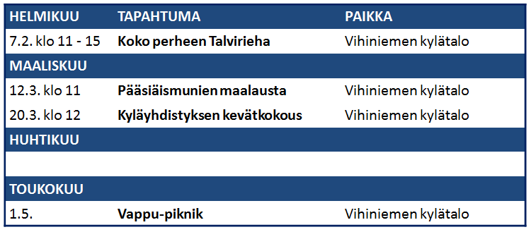 TAPAHTUMAKALENTERI TAPAHTUMAKALENTERI ON KAIKILLE AVOIN!