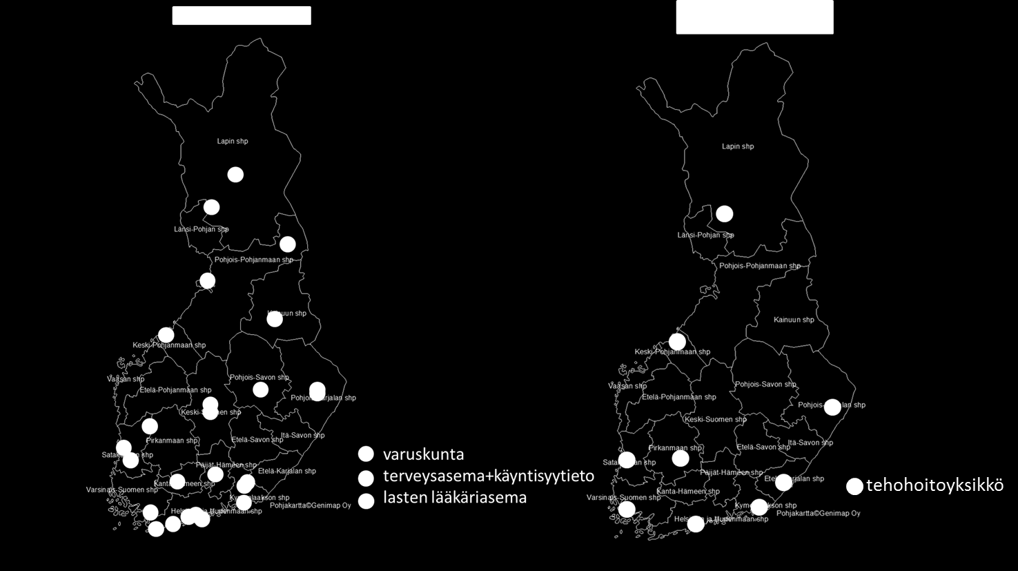 Seurantaan osallistuneiden anturipisteiden sijainti