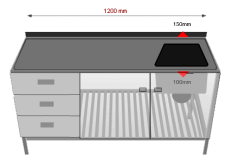 1 2 3 4 Restec korkeatasoiset suurkeittiö pesupöydät Kuva No Nimike Jännite 1 1200PPRA Pesupöytä,alahyllyllä, allas (300x400x200) 1200x650x870-900 2 1200PPRL Pesupöytä,alhyllyllä ja laatikolla