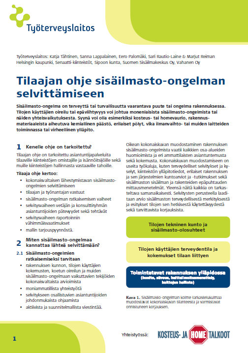 Tilaajan ohje sisäilmasto-ongelman selvittämiseen www.ttl.