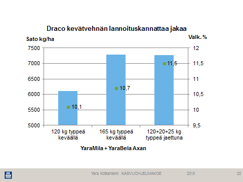 37 Kevätvehnän valkuaiseen voi vaikuttaa. Satoisat lajikkeet tarvitsevat paljon ravinteita, jotta niistä saadaan satopotentiaalin mukainen sato.