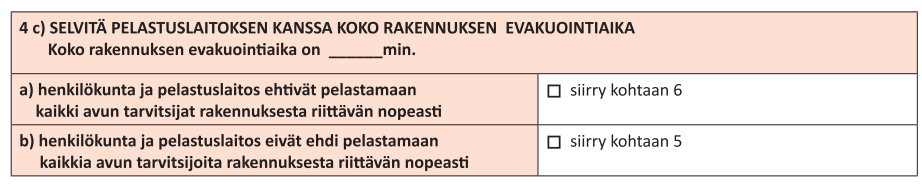 Mikäli päädytään siihen, ettei syttymistilasta tai syttyneestä palo-osastosta tai Viereisistä palo-osastoista tai Koko rakennuksesta ehditä pelastamaan kaikkiea