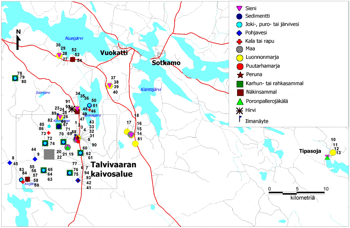 sedimenttinäytteet otettiin STUK-putkinoutimella siten, että yhteen näytteeseen otettiin kaksi tai kolme nostoa. Näyteproput mitattiin ja viipaloitiin 2 cm siivuiksi pinnalta alaspäin.