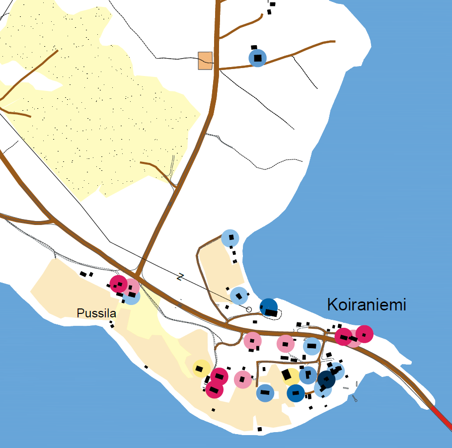 Koiraniemi 18 10 A B C 7 9 8 7. Männikkö; asuin- /toimistorakennus Mansardikattoisessa rakennuksessa on ollut Kajaani Oy:n konttori ja piiripäällikön asunto. Ulkoasu alkuperäisessä muodossaan.