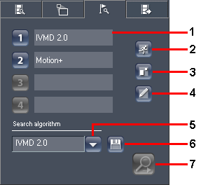 36 fi Käyttö Archive Player 2.2 Nro Selitys 1 Tallennettu määritys 2 Näyttää liikkuvien kohteiden ääriviivat aktiivisessa monitorissa valmiista algoritmiasetuksista riippuen.
