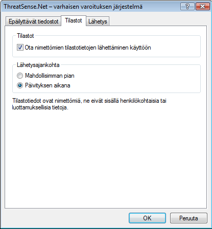 Poikkeussuodatin Kaikkia tiedostoja ei lähetetä analysoitavaksi. Poikkeussuodattimen avulla tiedostoja ja kansioita voidaan jättää lähettämättä.