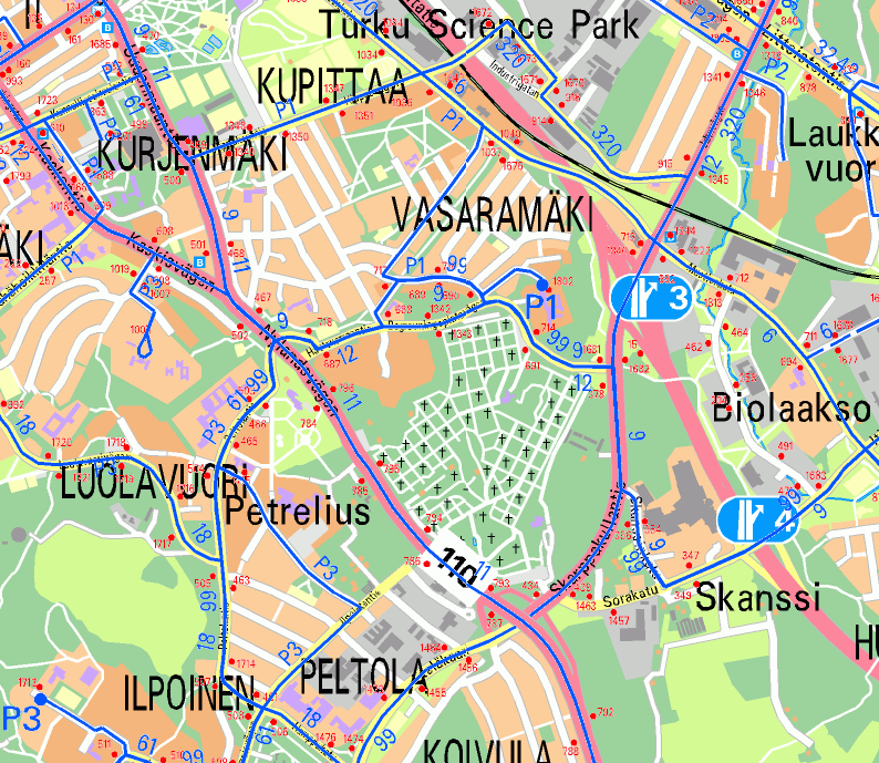 4 3.1.4 Maanomistus Turun kaupunki omistaa alueen. 3.1.5 Tekninen huolto Kunnallistekniset verkostot on rakennettu Hautausmaantielle, Turjantielle ja Lehmustielle.