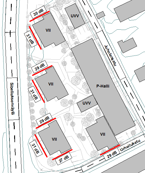 7(0) vat liikenteestä johtuvat suurimmat A-painotetut keskiäänitasot ovat päiväaikaan (LA,eq,7-) 66 db ja yöaikaan (LA,eq,-7) 9 db ilman heijastuksia.