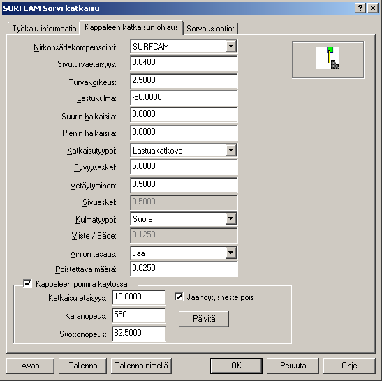 CAD/CAM Software with world class precision and control... 10) Kappaleen poimija katkaisusorvauksessa a. SURFCAM V5.1 sisältää nyt uudet toiminnot kappaleen poimijalle katkaisusorvauksessa. b.