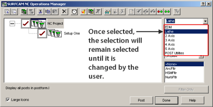 control... CAD/CAM Software with world class precision and b. Viimeksi valittu postprosessorityyppi jää voimaan. Valinta Sorvaus jää voimaan kunnes käyttäjä vaihtaa sen c.