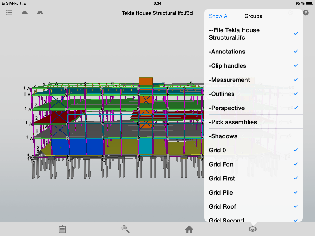 Kuva 3. Tekla Field3D Tekla Field3D:n Premium-version päänäkymässä voidaan tarkastella mallia eri pisteistä.