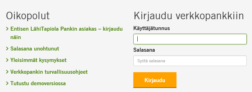 Laskun maksu verkkopankissa Seuraavaksi harjoitellaan laskun maksua verkkopankissa. Tässä harjoituksessa käytämme S-Pankin verkkopankin demoversiota. 1. Osoite www.s-pankki.fi tai hakusana s-pankki 2.