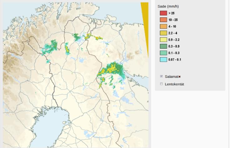 Säätutka Säätutka mittaa ilmassa olevia partikkeleita. Tutkakuvista pyritään poistamaan esim. linnut ja mastot, jolloin jäljelle jäävät sateet toisinaan tutkakuvissa näkyy kuitenkin virhekaikuja.