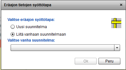 21 Suunnitelmien tietojen täydentäminen eräajosta 3) Kun aiemmin tuotuja eräajoja tuodaan suunnitelmaksi (1, katso myös sivu 17), aukeaa ponnahdusikkuna (, jossa valitaan tuodaanko eräajon tiedot