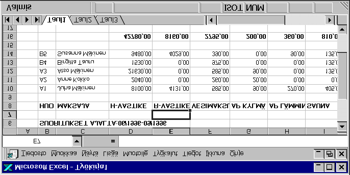 Huomaa että ruudulla näkyy vain osa tulostetta. Kopioi sitten leikepöydälle valinnalla Alt C. Kopioi tuloste leikepöydälle valinnalla Alt C.