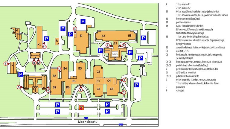 Maantiekadun osastot Osastojen numerot: Kirurginen kuntoutusosasto A1, p. 044 701 3010 Akuutti lyhytaikaisosasto A2, p. 044 701 3030 Neurologinen kuntoutusosasto T2, p.