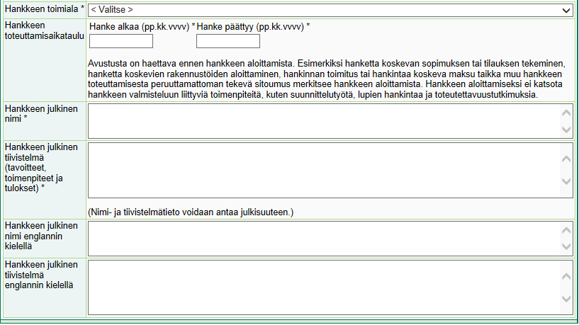 Mikäli hakija ei harjoita suoraa tavara-/palveluvientiä ulkomaille, valitaan vaihtoehto Ei suoraa vientiä.