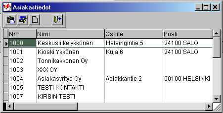 Valintanäyttöjen käyttö Valintanäytöt avautuvat tallennuskentän oikealla puolella olevasta painikkeesta. Valittu tieto tulee näkyviin tallennuskenttään.