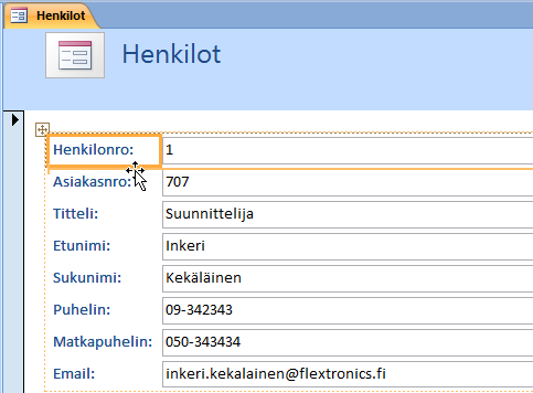 Tietokannat Microsoft Access 2007 25/26 Peruslomakkeen luominen ja käyttäminen Lomakkeen luominen nopeasti Access 2007:ssa on lukuisia tapoja luoda ja muokata lomakkeita, mutta eräs helppo konsti