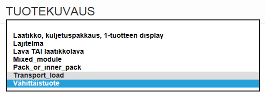 Synkka-tuotetietopankissa on erilaisia kenttiä. Seuraavassa osiossa on kerrottu, miten nämä kentät toimivat ja mitä on hyvä huomioida niitä täyttäessä.