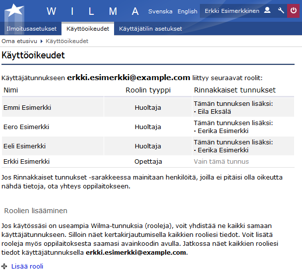 4.4 Salasana unohtunut? Jos et muista salasanaasi etkä pääse siksi kirjautumaan Wilmaan, klikkaa Wilman kirjautumissivun linkkiä Unohditko salasanasi?