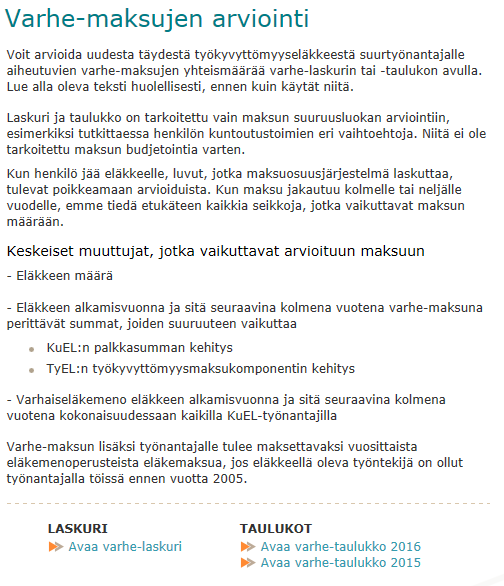 Varhe-maksujen arviointi varhelaskurilla www.keva.