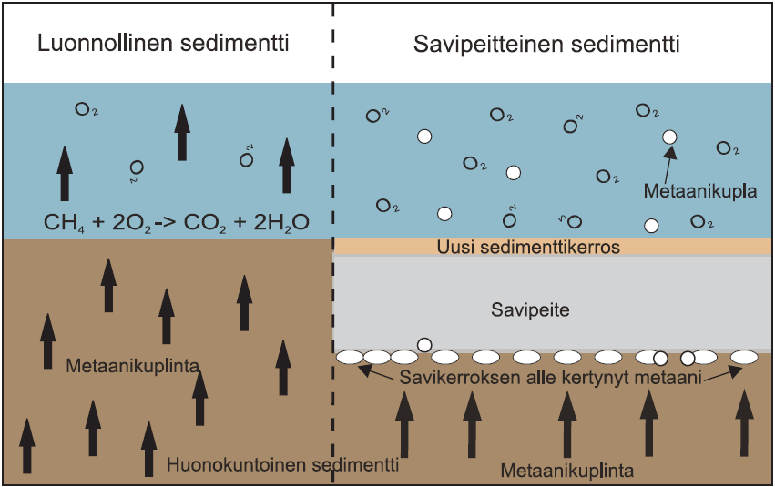 Savipeiton alla lisääntyvää kaasunmuodostumista voidaan vähentää merkittävästi ennen savipeittoa tehtävällä kemikaloinnilla.