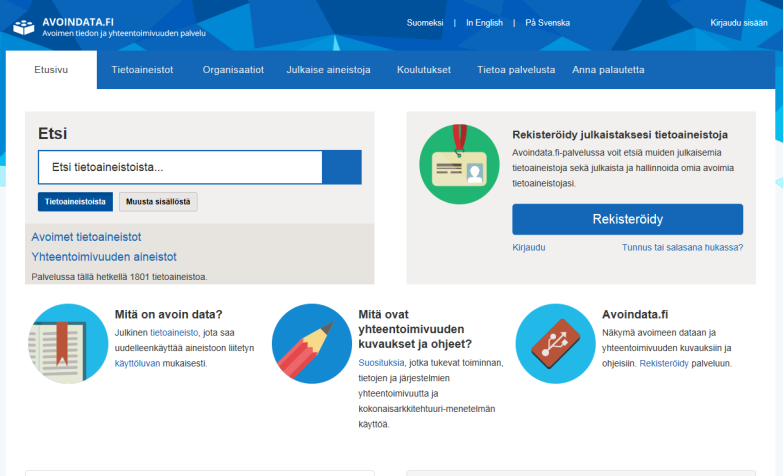 Tutkimusaineistoalusta Osahankkeessa kehitetään alusta tutkimuksissa kerättyjen aineistojen varastointiin, löydettävyyteen (metadata) sekä välittämiseen Oleellista myös avoimeen tutkimukseen