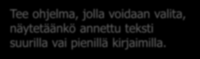 2 String String luokan avulla käsitellään merkkijonoja. Luokasta voidaan luoda muuttujia ja vakioita.