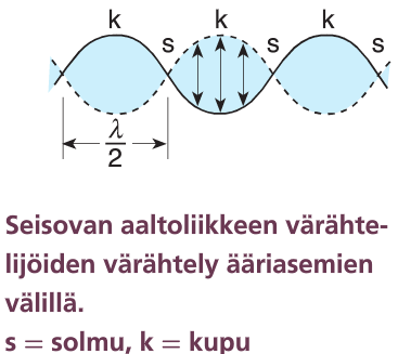 Seisova aalto Sopivalla taajuudella värähtelevässä kappaleessa (esim.