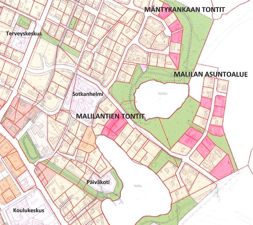 MALILA / MÄNTYKANGAS Mäntykangas on maisemallisesti kaunista asuntoaluetta Mykkälammen ja suojellun Heinäjärven lähellä. Keskustaan matkaa alle kilometri. Asuntoalue on alkanut rakentua 90-luvulla.