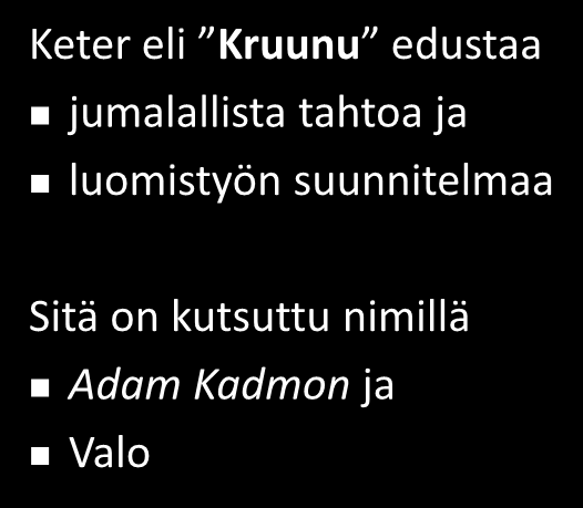 Elämänpuun ylin sefira Keter eli Kruunu edustaa jumalallista tahtoa