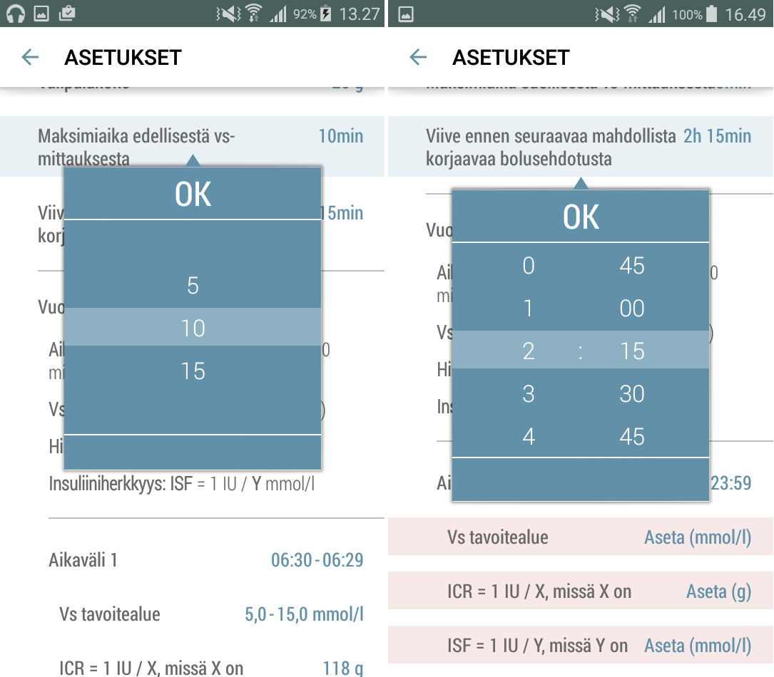 3.3.4.3 Maksimiaika edellisestä VS-mittauksesta 1. Napauta kohtaa Maksimiaika edellisestä VS-mittauksesta asettaaksesi kyseisen arvon. 2.