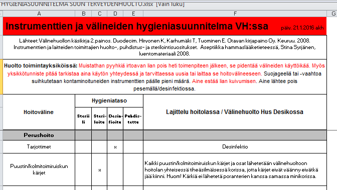 HUOM: Välinehuoltolaitteiden toimintakunnon testaus!