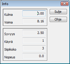 10.2 Tulkinta-toiminto Tulkinta-toiminnolla määritetään kustakin syvyydestä 5 pistettä, joista lasketaan tunnusluvut S1, S2 ja S3. 1-käyrältä näytetään pisteet A, B ja C. 2-käyrältä pisteet D ja E.