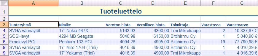 Sen lisäksi voit käyttää kyselyyn tarkoitettua apuohjelmaa Microsoft Query. Erikoissuodatus Erikoissuodatuksella voit tehdä hyvin monipuolisia kyselyitä.